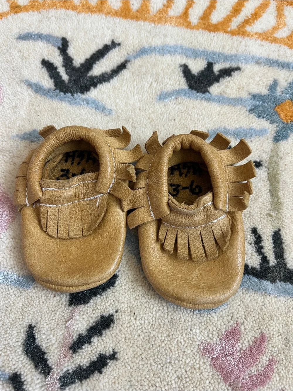 Toddler Fringe Moccasin Shoes in Tan